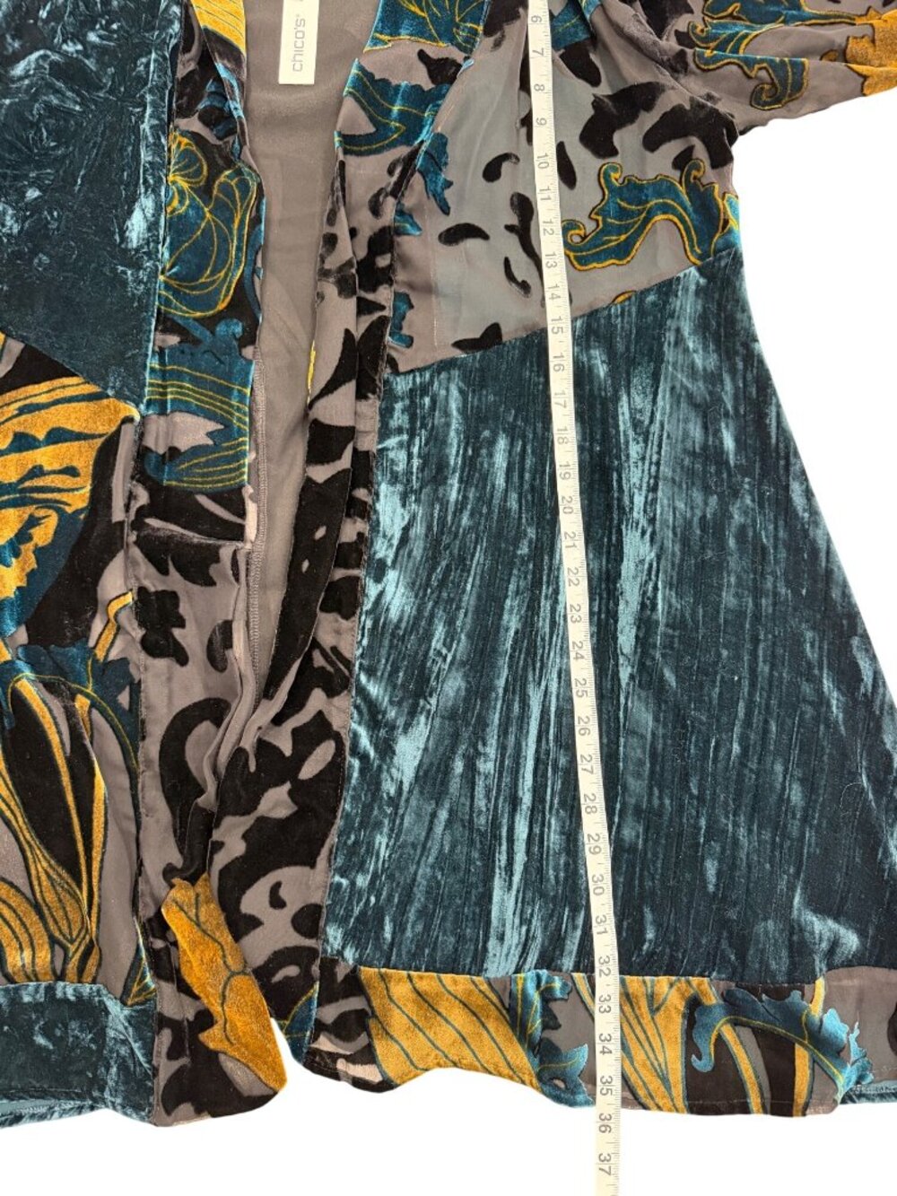 Chicos Womens Size L Travelers Floral Burnout Kimono Jacket Teal Shadow NEW - Picture 7 of 9